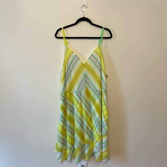 Christopher John Rogers 24W summer dress plaid academia chartreuse tassel - Picture 1 of 7